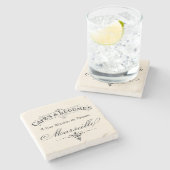 ヴィンテージフランスのコーヒービジネスストーンコースター ストーンコースター (横)