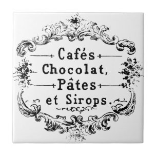 ヴィンテージフランスのコーヒー&チョコレートラベル タイル