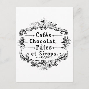 ヴィンテージフランスのコーヒー&チョコレートラベル ポストカード