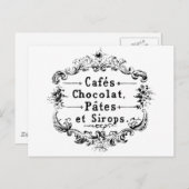 ヴィンテージフランスのコーヒー&チョコレートラベル ポストカード (正面/裏面)