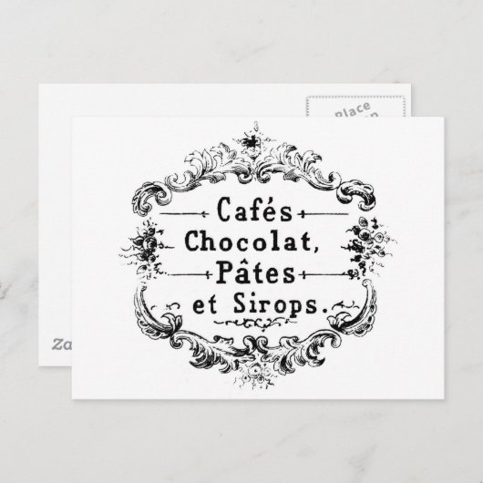ヴィンテージフランスのコーヒー&チョコレートラベル ポストカード (正面/裏面)