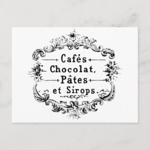ヴィンテージフランスのコーヒー&チョコレートラベル ポストカード