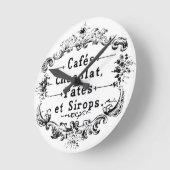 ヴィンテージフランスのコーヒー&チョコレートラベル ラウンド壁時計 (傾斜)