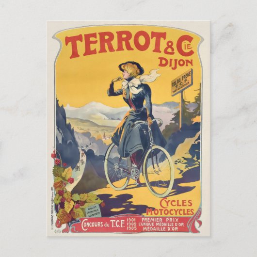 ヴィンテージフランスのサイクリング旅行広告 ポストカード (正面)