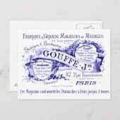 ヴィンテージフランスのサインイン青いインク ポストカード (正面/裏面)