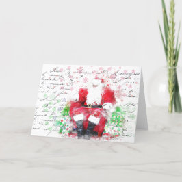 ヴィンテージフランスのサンタ（水彩）クリスマ空白のス シーズンカード