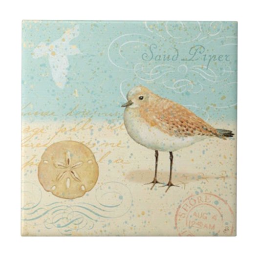 ヴィンテージフランスのサンドパイパー タイル (正面)