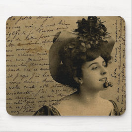 ヴィンテージフランスのシックフランスのピンナップ女性葉書 マウスパッド