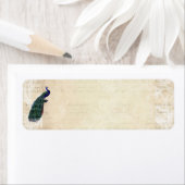 ヴィンテージフランスのシックブルーピーコック住所 シール (インサイチュ)