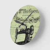 ヴィンテージフランスのシック裁縫機 ラウンド壁時計 (傾斜)