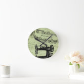 ヴィンテージフランスのシック裁縫機 ラウンド壁時計 (ホーム)