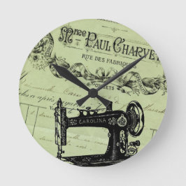 ヴィンテージフランスのシック裁縫機 ラウンド壁時計