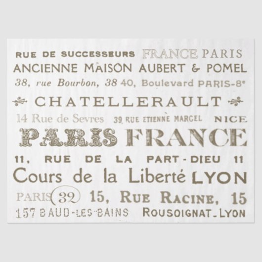 ヴィンテージフランスのシティネームパリコラージュ 薄葉紙 (正面)