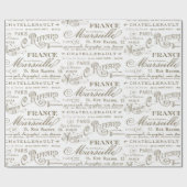 ヴィンテージフランスのシティネームパリセピア ラッピングペーパー (フラット)