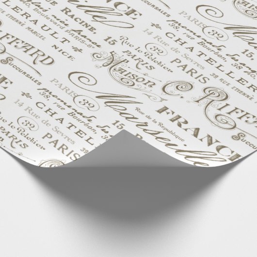 ヴィンテージフランスのシティネームパリセピア ラッピングペーパー (角)