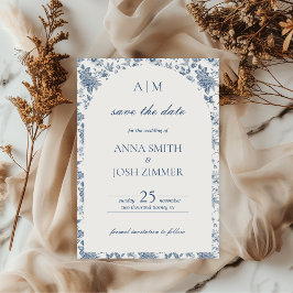 ヴィンテージフランスのシノイスリーブルーフローラ結婚ズ セーブザデート