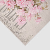 ヴィンテージフランスのシャトーグランドホテルピンク花模様 薄葉紙 (詳細)