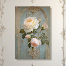 ヴィンテージフランスのシャトーブルーピンクフローラデカップージ