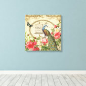 ヴィンテージフランスのシャビーシックピーコック キャンバスプリント (インサイチュ (ウッドフロア))