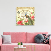 ヴィンテージフランスのシャビーシックピーコック キャンバスプリント (インサイチュ (リビング))