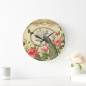 ヴィンテージフランスのシャビーシックピーコック ラージ壁時計 (ホーム)