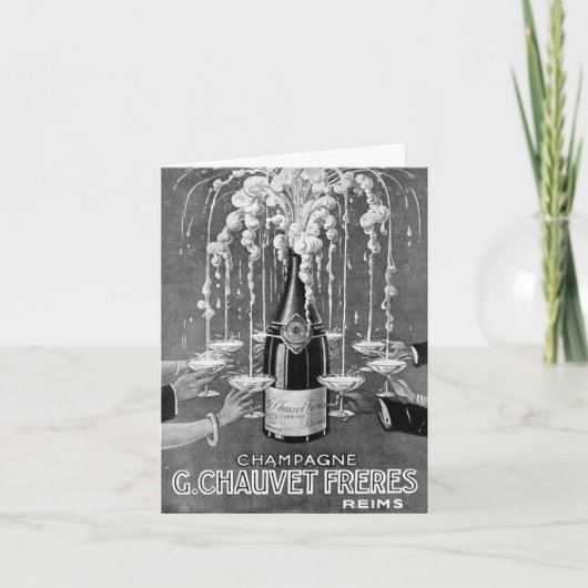 ヴィンテージフランスのシャンパンおめでとうカード カード (正面)