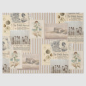 ヴィンテージフランスのシーサイドコラージデクペストライプージ 薄葉紙 (正面)