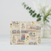 ヴィンテージフランスのシーサイドコラージュ葉書 ポストカード (スタンド正面)