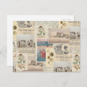 ヴィンテージフランスのシーサイドコラージュ葉書 ポストカード (正面/裏面)