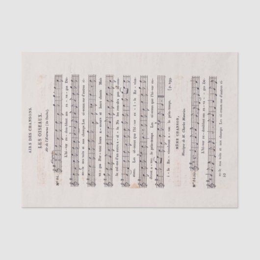 ヴィンテージフランスのシート音楽 薄葉紙 (正面)