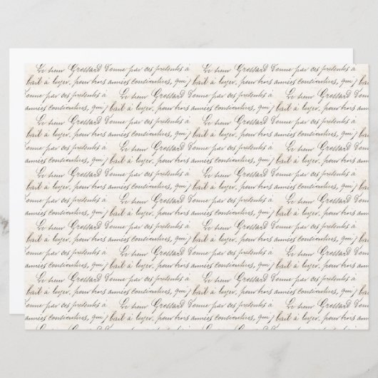 ヴィンテージフランスのジャルダン手書きスクリプトノート (正面/裏面)