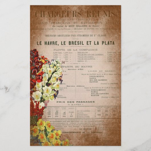 ヴィンテージフランスのジャーナルスクラップブック作りページ 便箋 (正面)