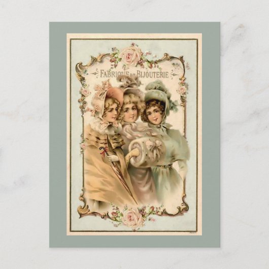 ヴィンテージフランスのジュエリー工場広告 ポストカード (正面)