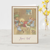 ヴィンテージフランスのジョユーノエルクリスマスカード カード (黄色い花)