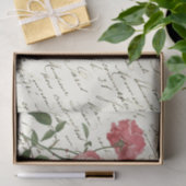 ヴィンテージフランスのスクリプトピンクローズティッシュペーパー 薄葉紙 (ギフト)