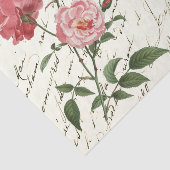 ヴィンテージフランスのスクリプトピンクローズティッシュペーパー 薄葉紙 (詳細)