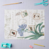 ヴィンテージフランスのスクリプト自然花鳥茸 薄葉紙 (クラフト)