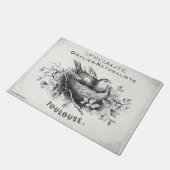 ヴィンテージフランスのスタイルの巣に鳥が入ったフォーマット。 ドアマット (アングル)