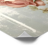 ヴィンテージフランスのスタイルみすぼらしいシックな時計バラ鳥 ポスター (角)