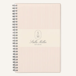 ヴィンテージフランスのスタイルピンクストライプのスパイラルノート ノートブック
