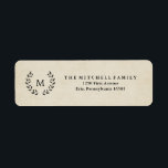 ヴィンテージフランスのスタイルリースおよびモノグラム ラベル<br><div class="desc">これらのエレガント、ヴィンテージスタイル住所 シールは、黒い月桂樹リースとあなたのモノグラムを持つアンティーク紙の外観の背景を特徴とする。</div>