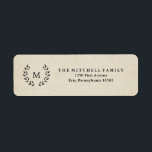 ヴィンテージフランスのスタイルリースおよびモノグラム ラベル<br><div class="desc">これらのエレガント、ヴィンテージスタイル住所 シールは、黒い月桂樹リースとあなたのモノグラムを持つアンティーク紙の外観の背景を特徴とする。</div>