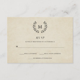 ヴィンテージフランスのスタイルリースおよびモノグラムRSVP 出欠カード