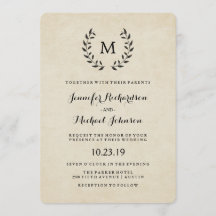 ヴィンテージフランスのスタイルリース及びモノグラ結婚ム