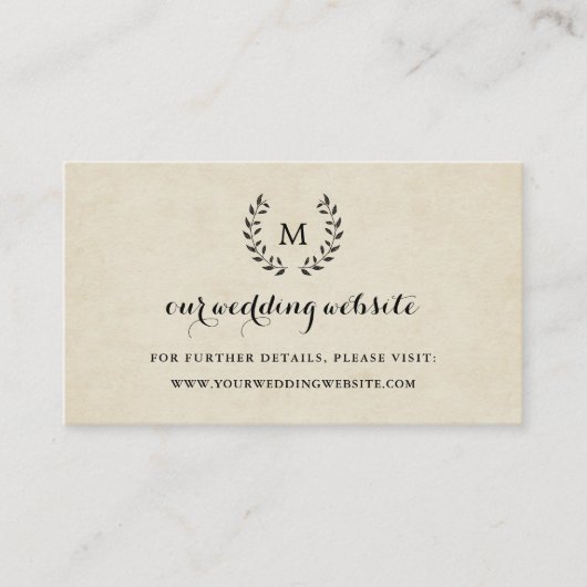 ヴィンテージフランスのスタイル結婚リースのWebサイトの挿入 エンクロージャーカード (正面)