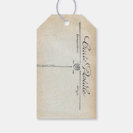 ヴィンテージフランスのスノー女子クリスマスプレゼントラベル ギフトタグ (裏面)