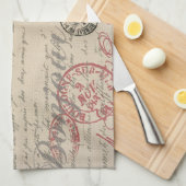 ヴィンテージフランスのス書パリスルースタータイポグラフィ キッチンタオル (四つ折り)