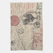 ヴィンテージフランスのス書パリスルースタータイポグラフィ キッチンタオル (縦)