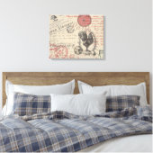 ヴィンテージフランスのス書パリスルースタータイポグラフィ キャンバスプリント (インサイチュ (寝室))