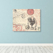 ヴィンテージフランスのス書パリスルースタータイポグラフィ キャンバスプリント (インサイチュ (ウッドフロア))